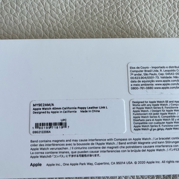 NWT - Apple Watch Band 40mm Leather Link Magnetic Closure California Poppy - Picture 4 of 8